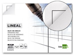 Bloc dibujo Liderpapel Lineal encolado 230x325mm. 20 hojas 130g/m² con recuadro perforado